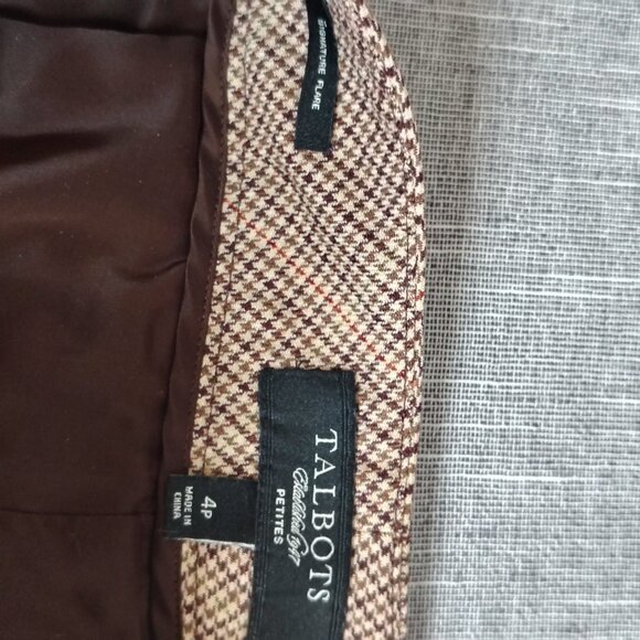 Talbots Pants Women's Size 4 Petite Plaid Houndstooth High Waist Flare - Picture 7 of 12